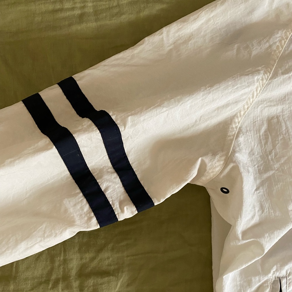 white and navy blue cropped windbreaker - Picture 2 of 6